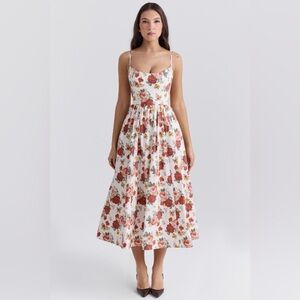 NWT - HOUSE OF CB 'Lolita' Italian Rose Print Cotton Corset Sundress